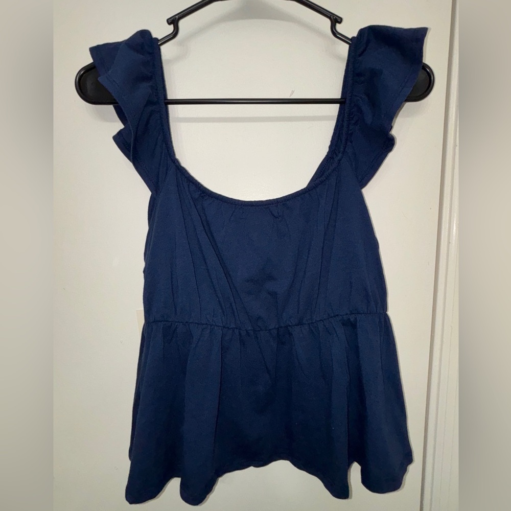 Navy Blue Ruffle Top - Picture 4 of 5